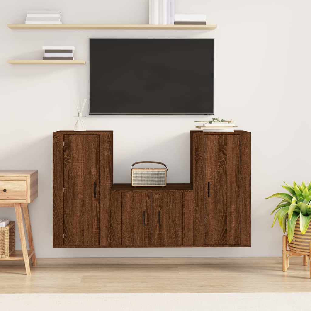 3-tlg. TV-Schrank-Set Weiß Holzwerkstoff