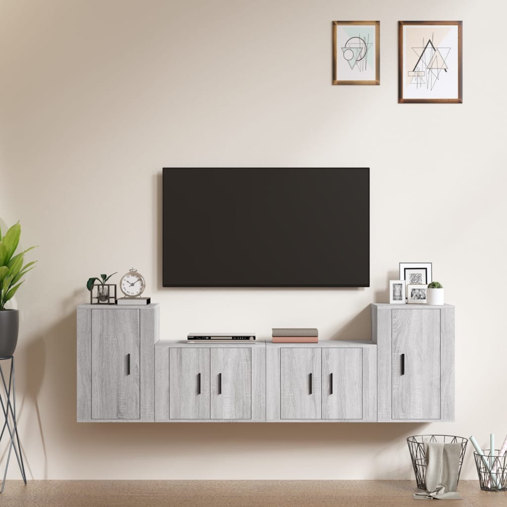 4-tlg. TV-Schrank-Set Weiß Holzwerkstoff