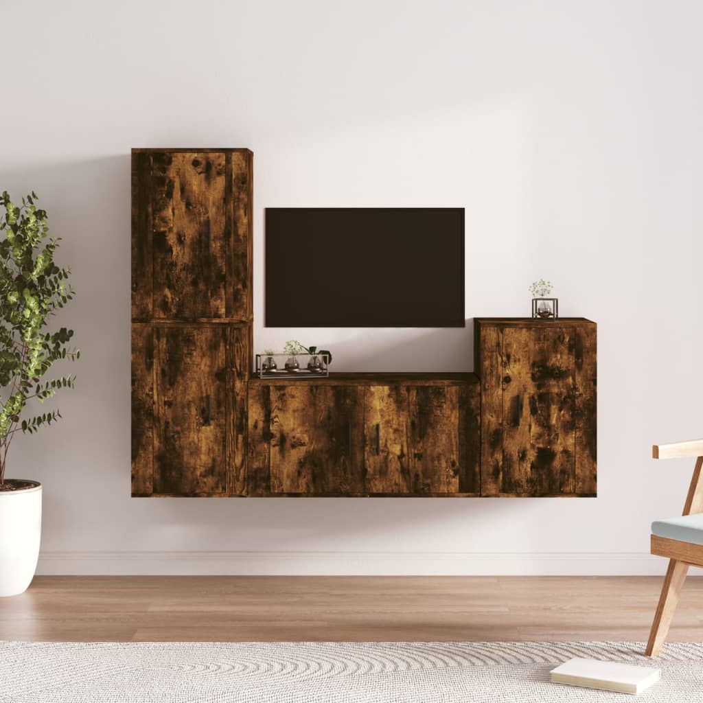 4-tlg. TV-Schrank-Set Weiß Holzwerkstoff