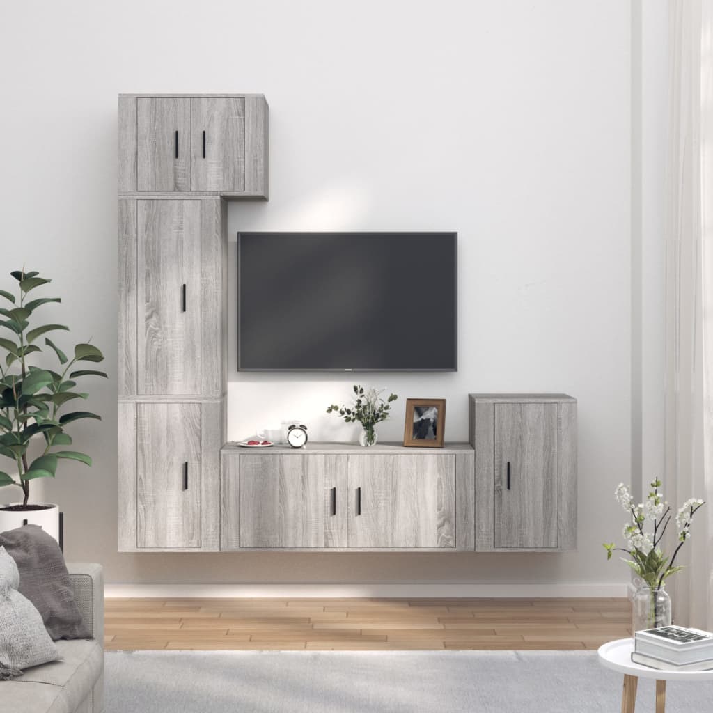 vidaXL 5-tlg. TV-Schrank-Set Weiß Holzwerkstoff