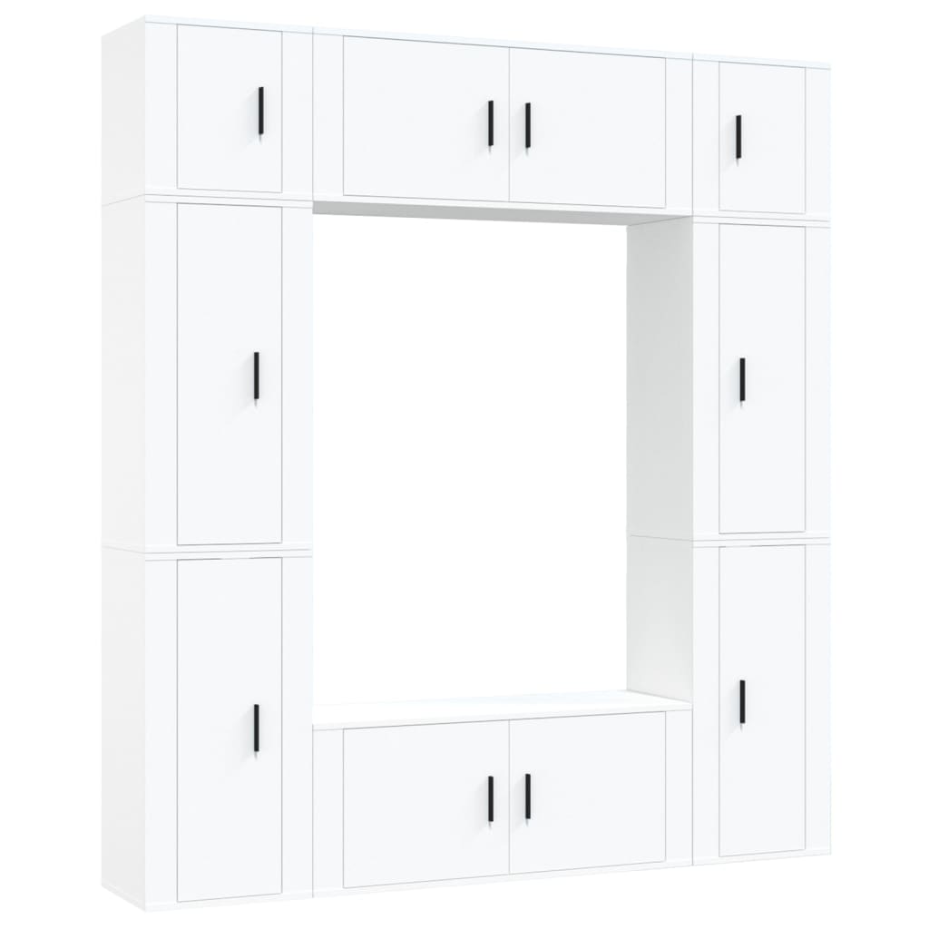 vidaXL 8-tlg. TV-Schrank-Set Weiß Holzwerkstoff