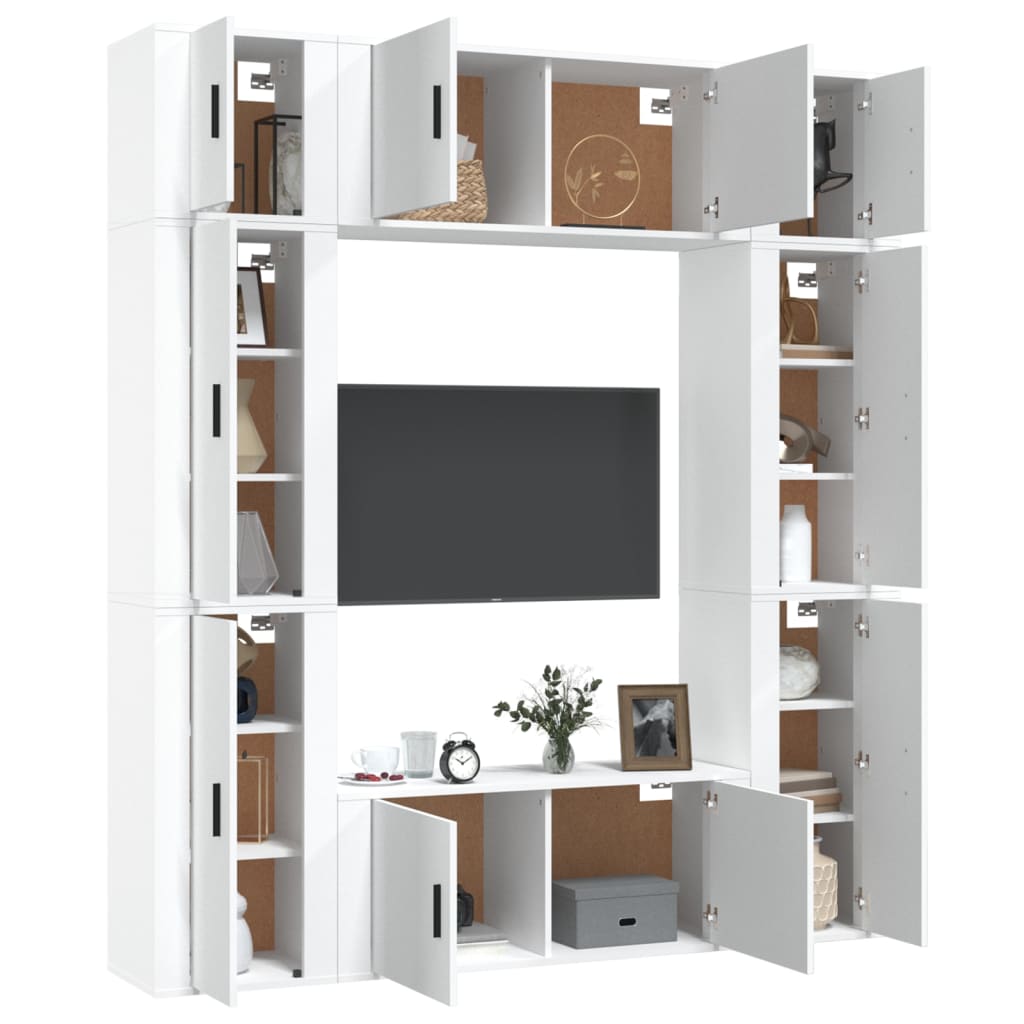 vidaXL 8-tlg. TV-Schrank-Set Weiß Holzwerkstoff