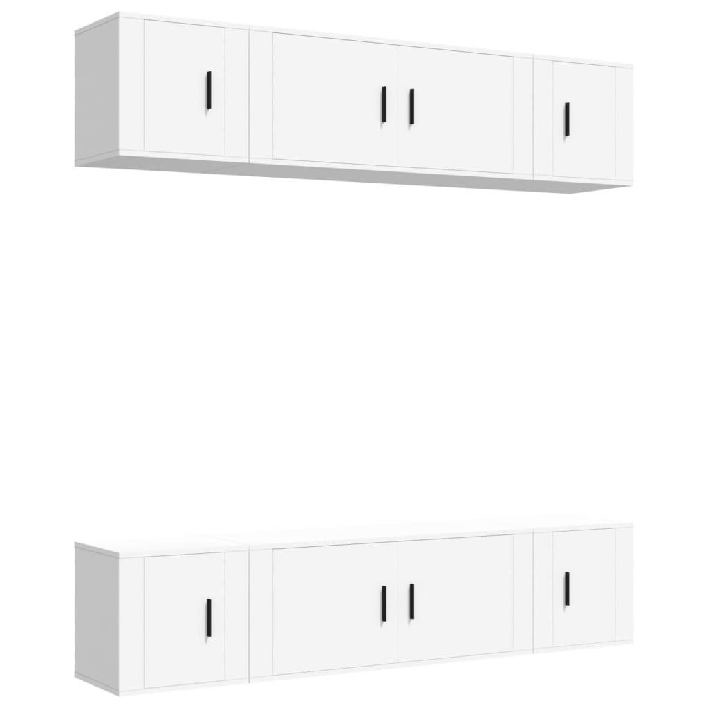 vidaXL 6-tlg. TV-Schrank-Set Weiß Holzwerkstoff