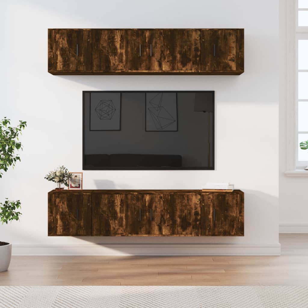 6-tlg. TV-Schrank-Set Weiß Holzwerkstoff