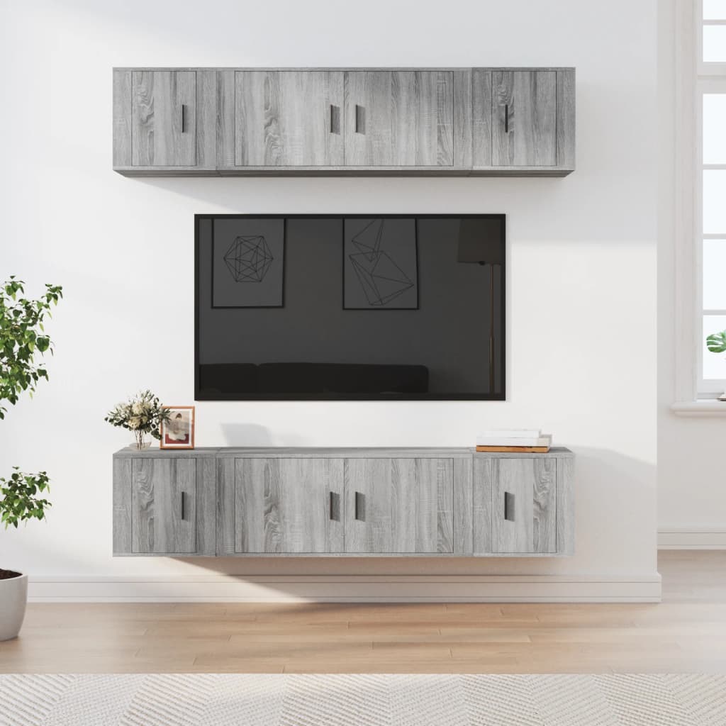 6-tlg. TV-Schrank-Set Weiß Holzwerkstoff