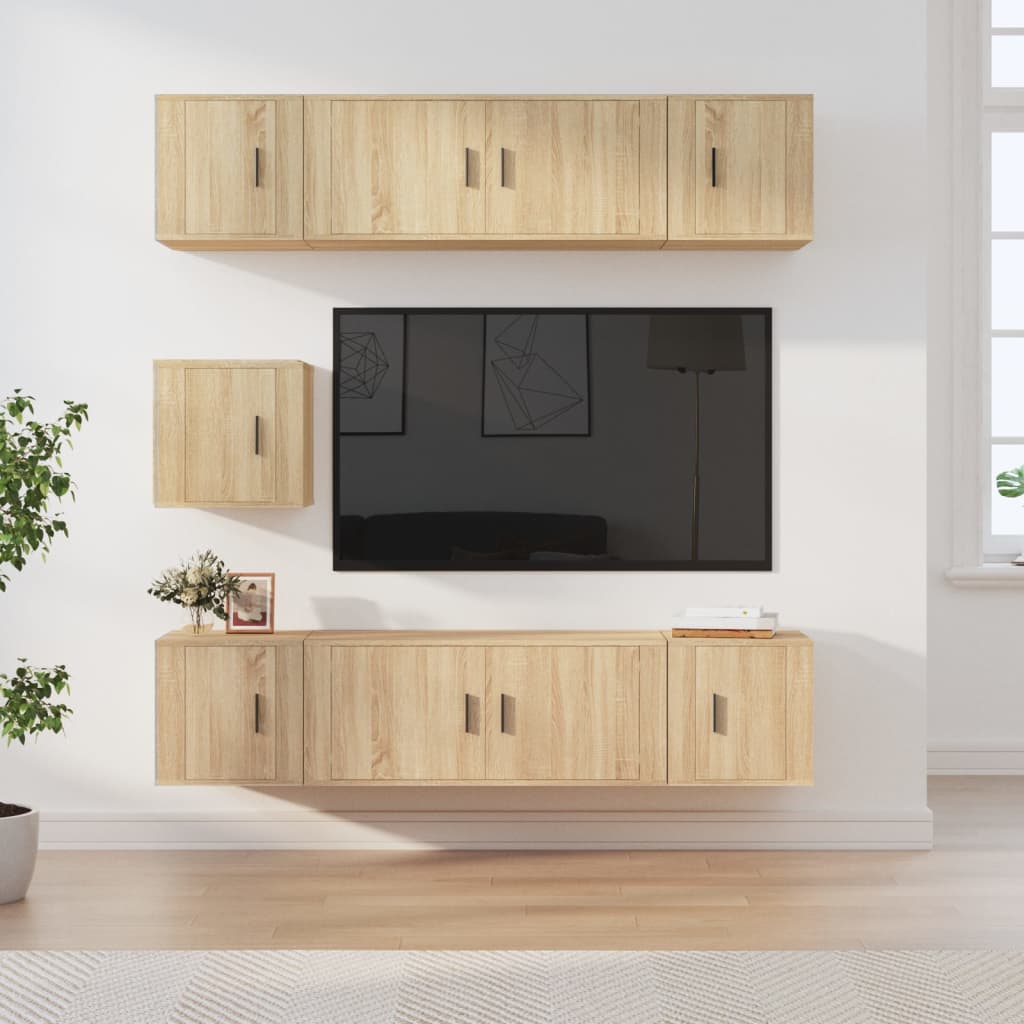 7-tlg. TV-Schrank-Set Weiß Holzwerkstoff