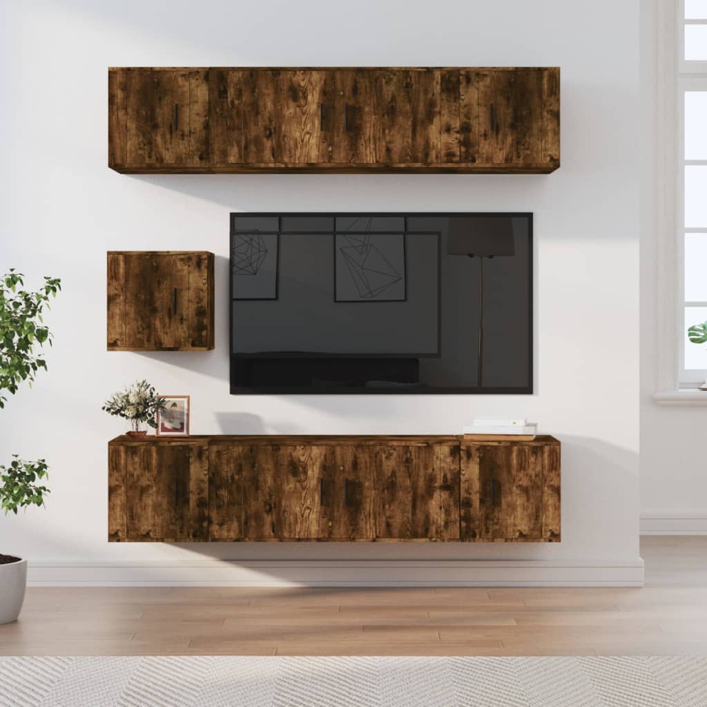 7-tlg. TV-Schrank-Set Weiß Holzwerkstoff