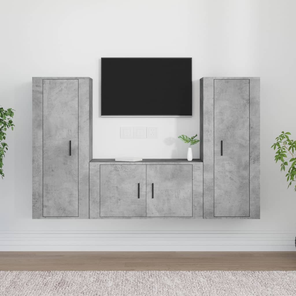 3-tlg. TV-Schrank-Set Weiß Holzwerkstoff
