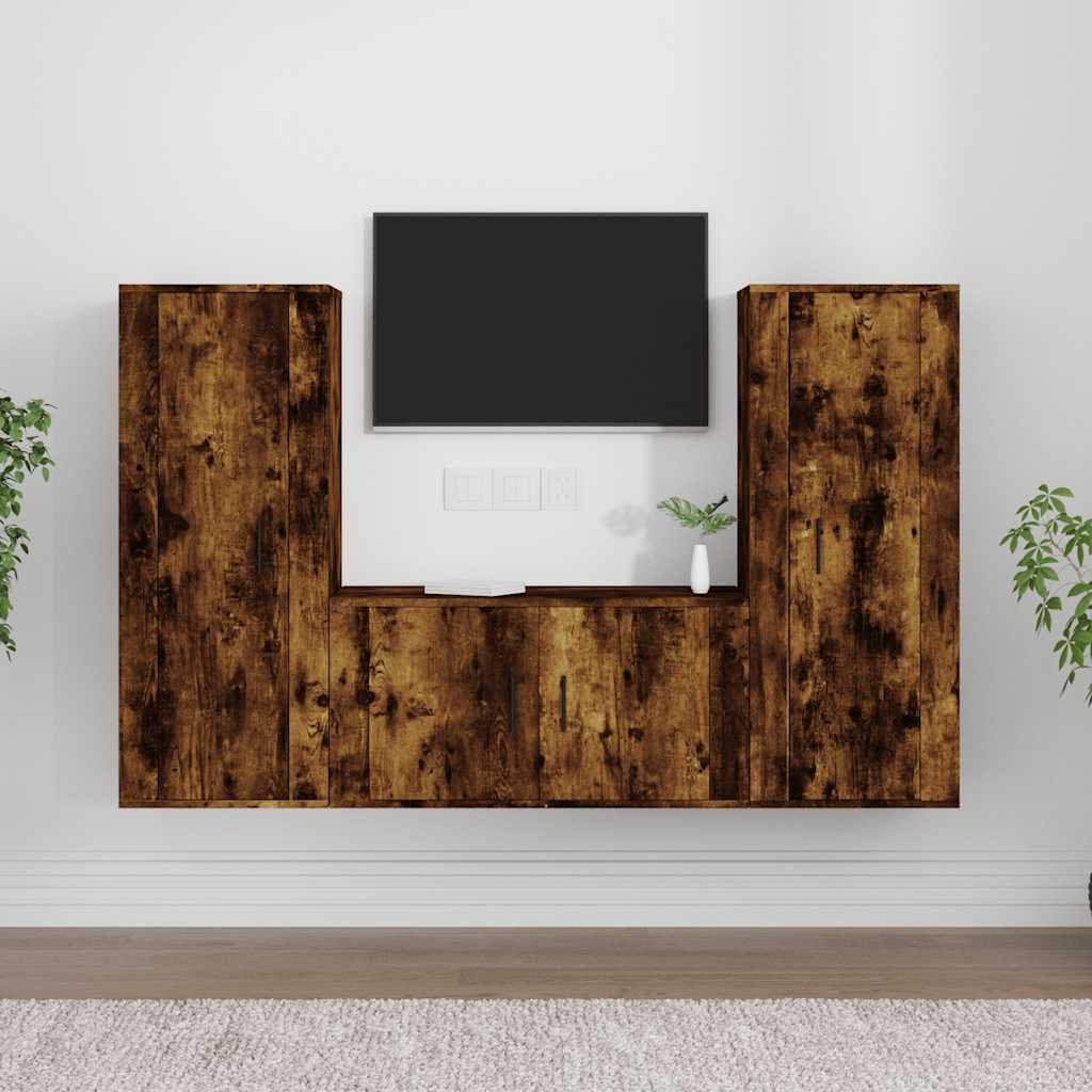 3-tlg. TV-Schrank-Set Weiß Holzwerkstoff