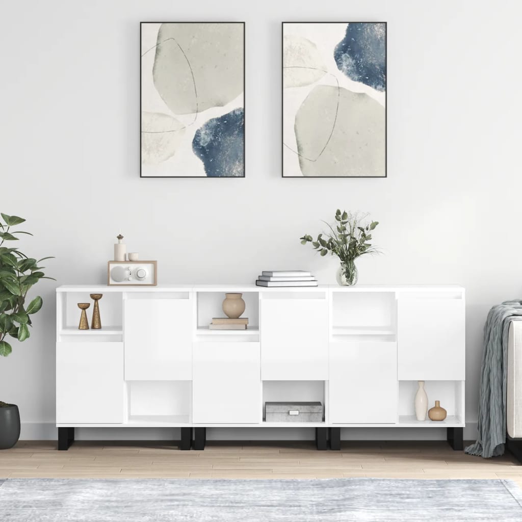 vidaXL Sideboards 2 Stk. Hochglanz-Weiß Holzwerkstoff