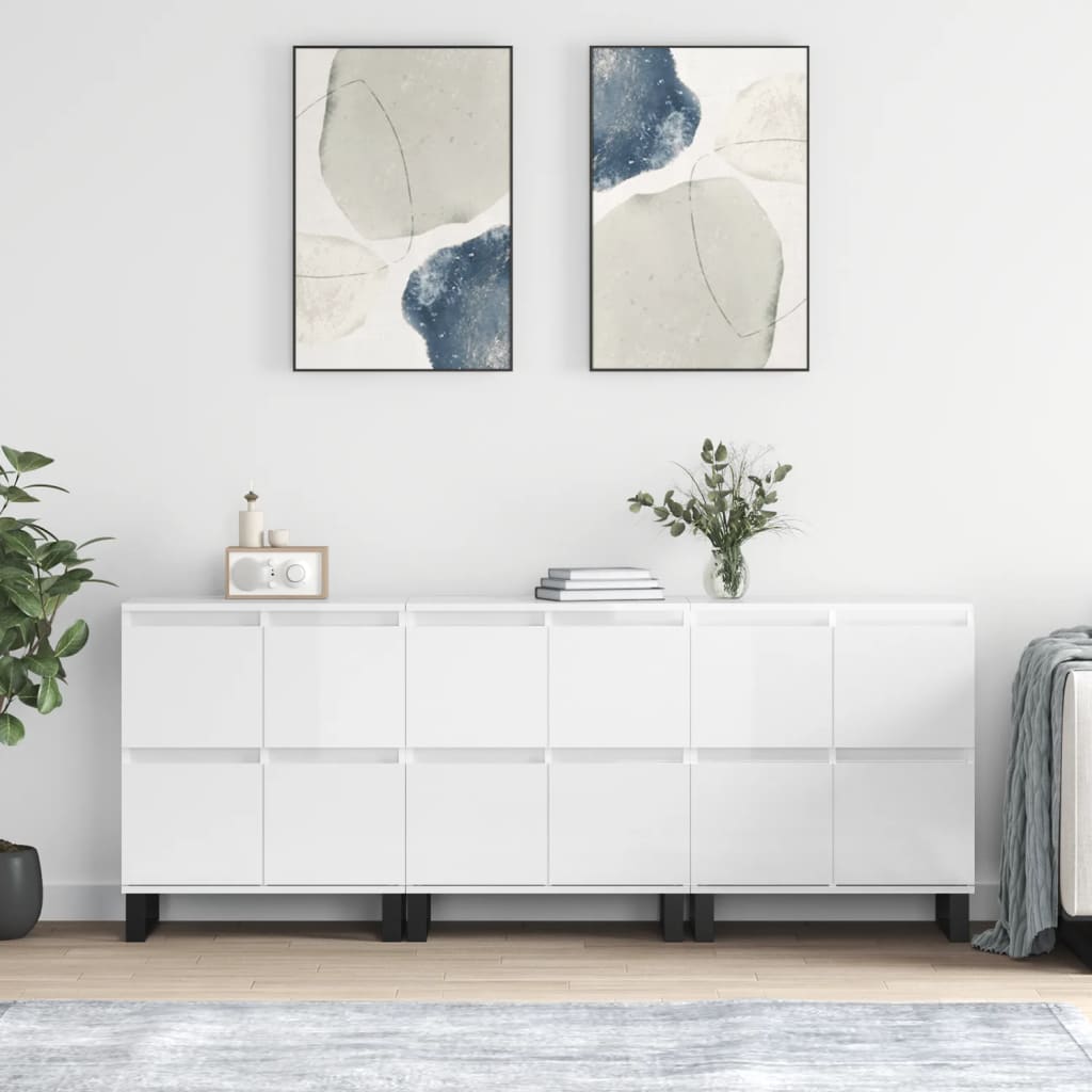 vidaXL Sideboards 2 Stk. Weiß Holzwerkstoff