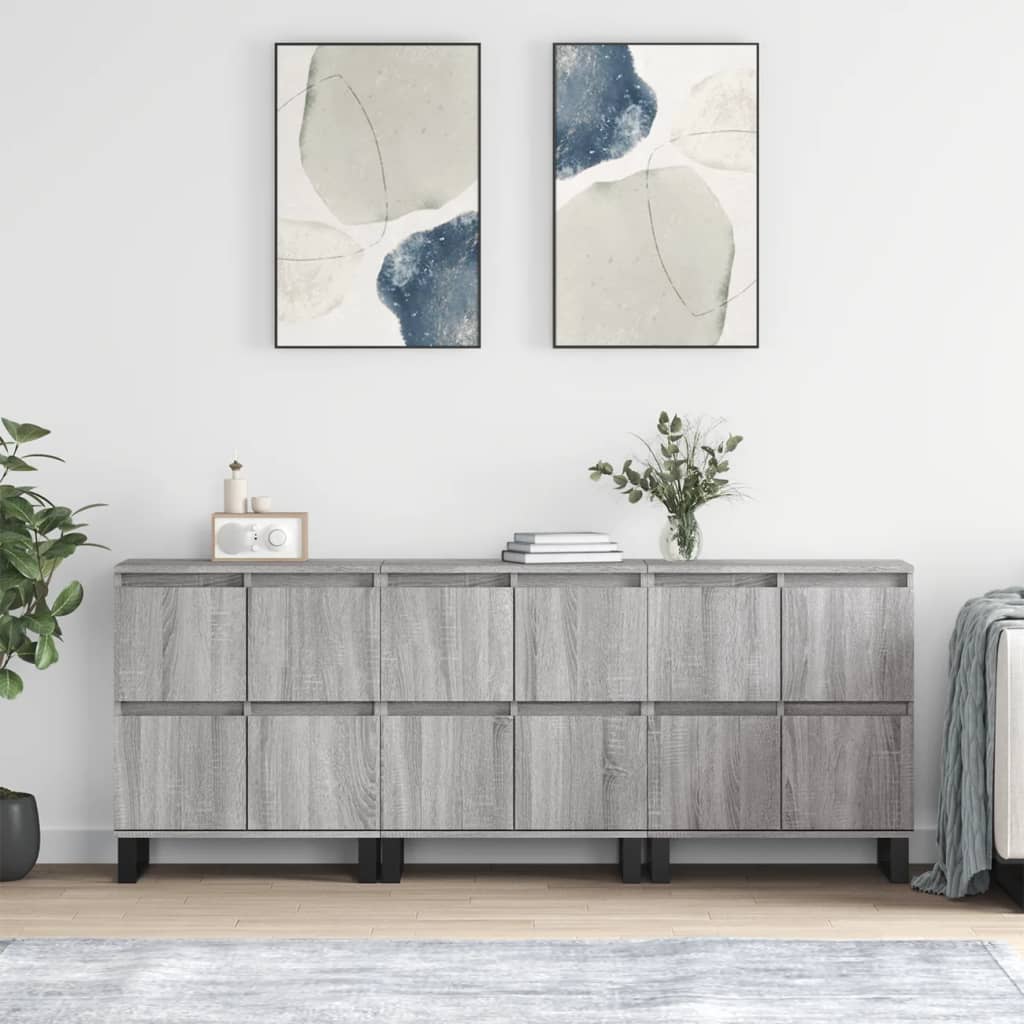 Sideboards 2 Stk. Weiß Holzwerkstoff