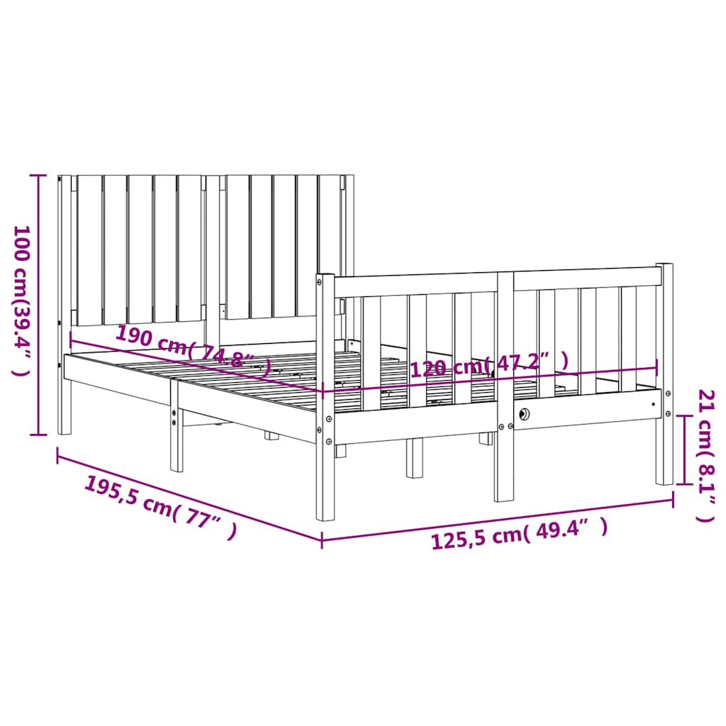 vidaXL Massivholzbett mit Kopfteil
