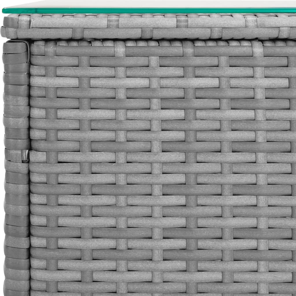 vidaXL Beistelltisch Grau 40x37x40,5 cm Poly Rattan und Hartglas