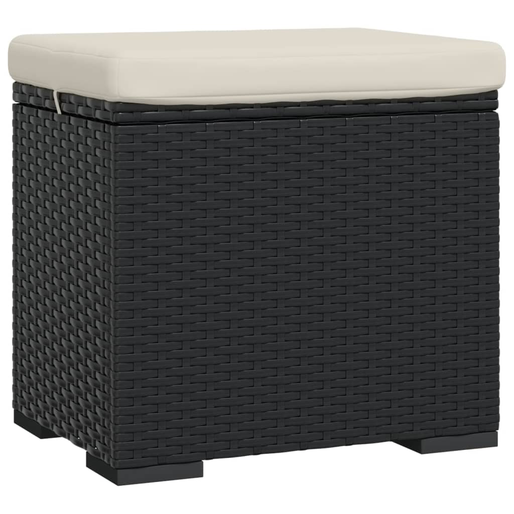 vidaXL Hocker mit Kissen Schwarz 40x30x40 cm Poly Rattan