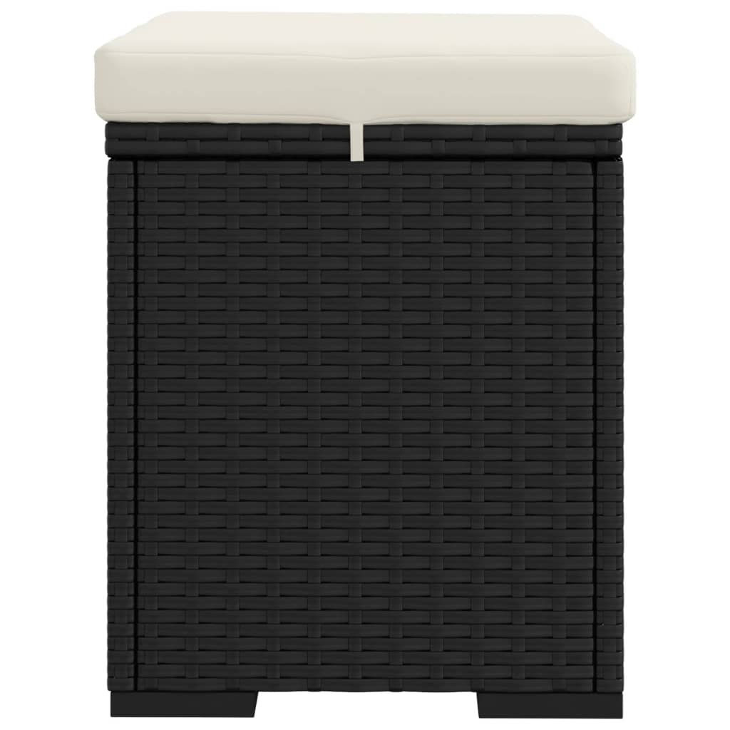 vidaXL Hocker mit Kissen Schwarz 40x30x40 cm Poly Rattan