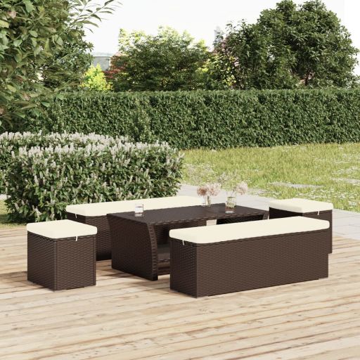 vidaXL Hocker mit Kissen Schwarz 40x30x40 cm Poly Rattan