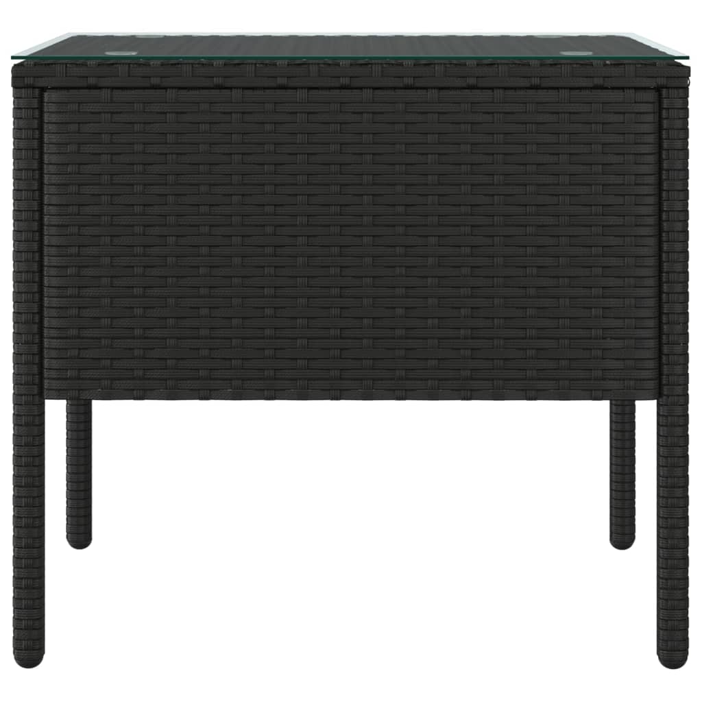vidaXL Beistelltisch Schwarz 53x37x48 cm Poly Rattan und Hartglas