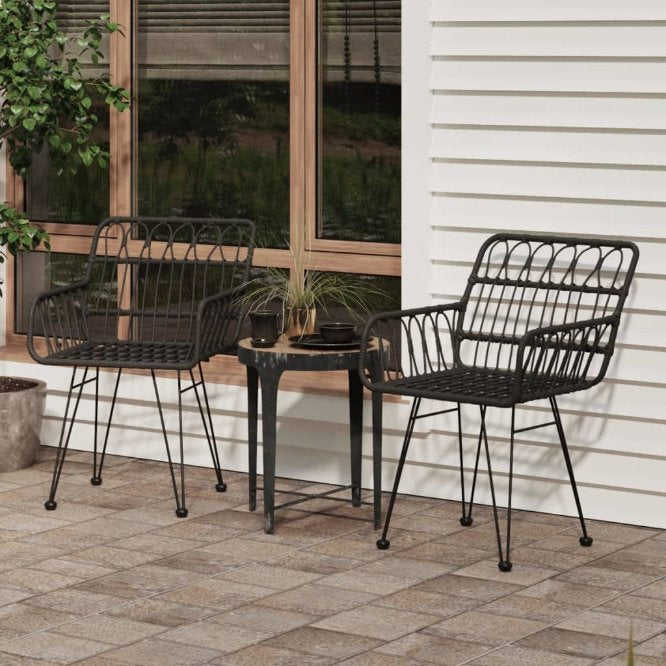 Gartenstühle 2 Stk. mit Armlehnen 56x64x80 cm PE-Rattan