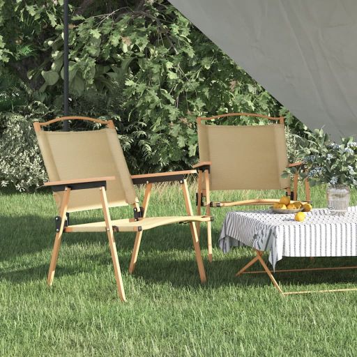vidaXL Campingstühle 2 Stk. Beige 54x43x59 cm Oxford-Gewebe