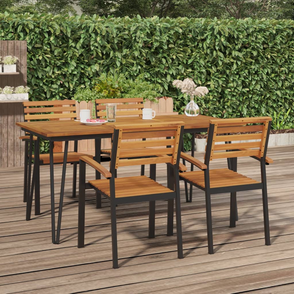 Gartentisch mit Haarnadel-Beinen 140×80×75 cm Massivholz Akazie