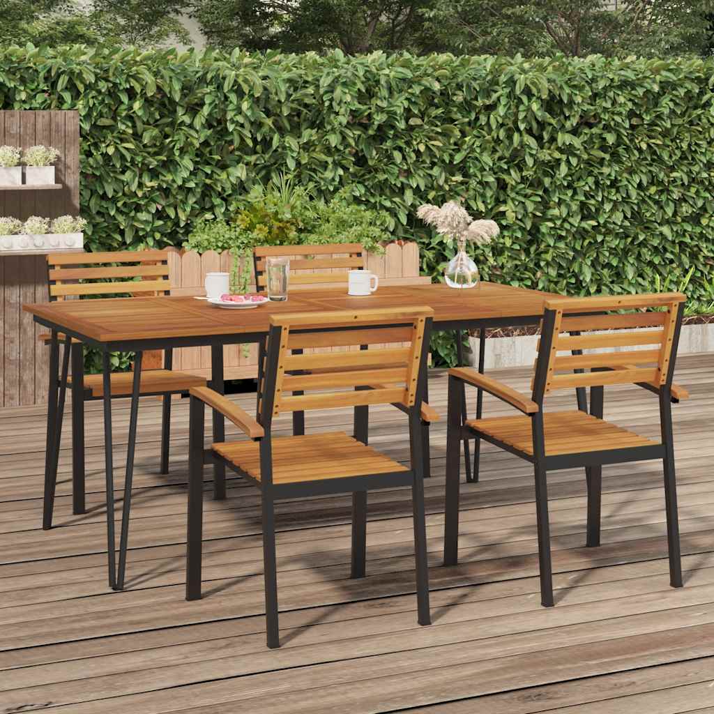 Gartentisch mit Haarnadel-Beinen 140×80×75 cm Massivholz Akazie