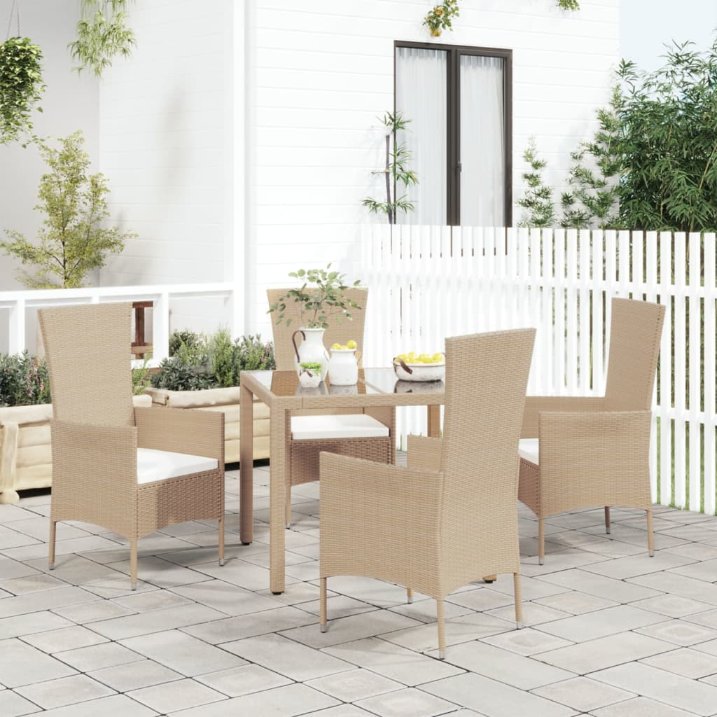 Gartenstühle mit Kissen 2 Stk. Poly Rattan Beige