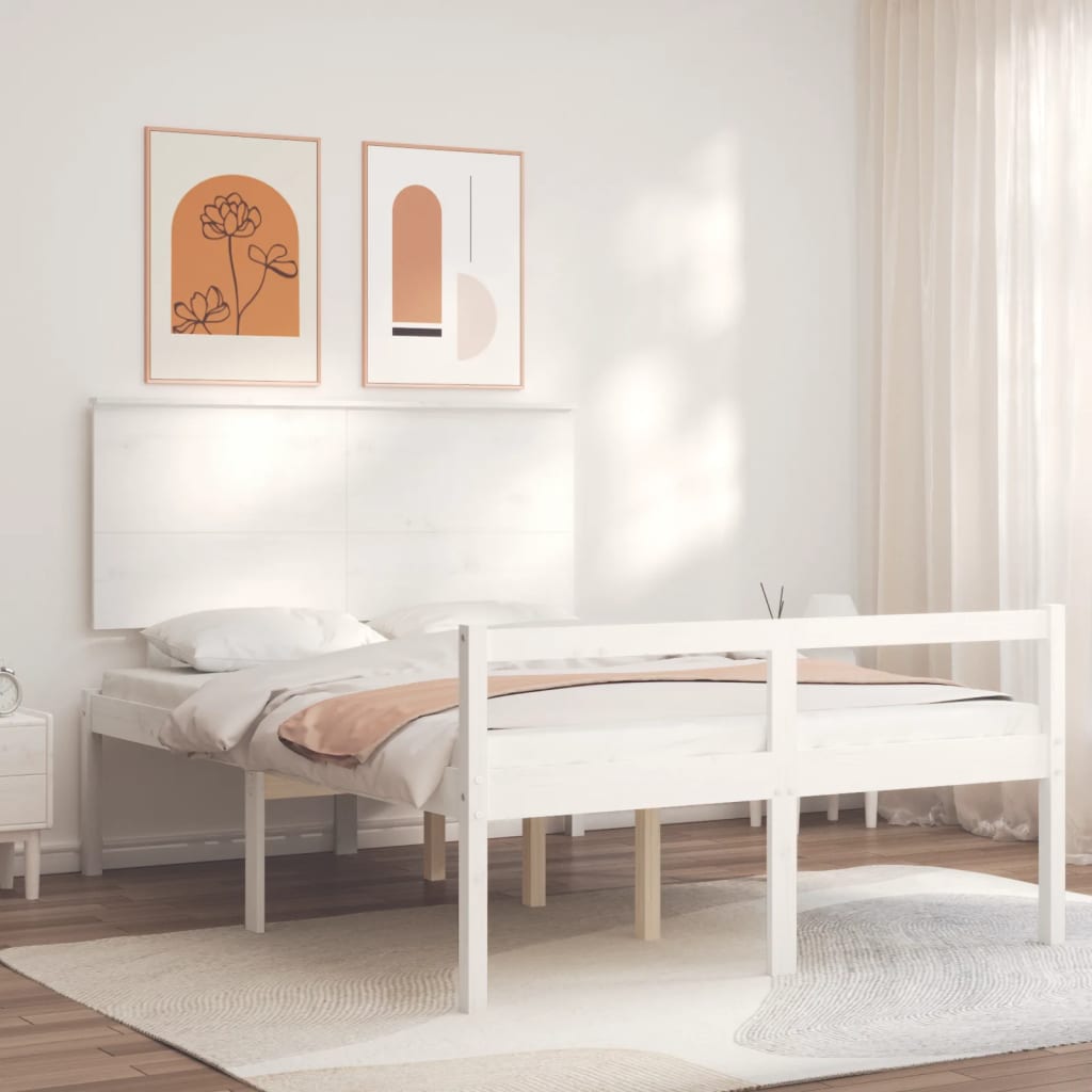 Seniorenbett mit Kopfteil Massivholz