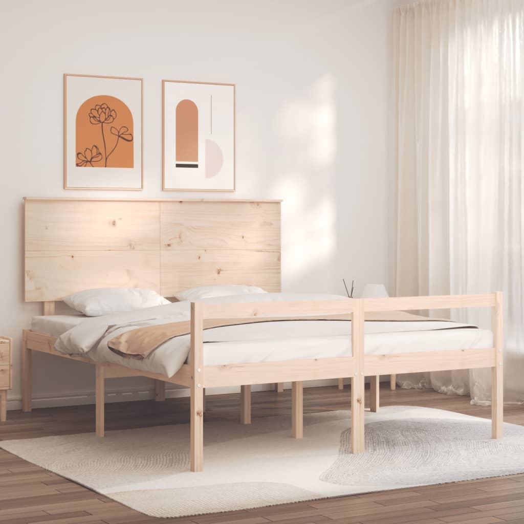 Seniorenbett mit Kopfteil Massivholz