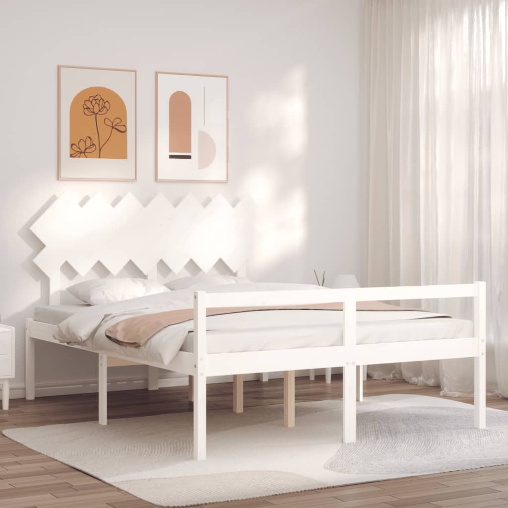 Seniorenbett mit Kopfteil Massivholz