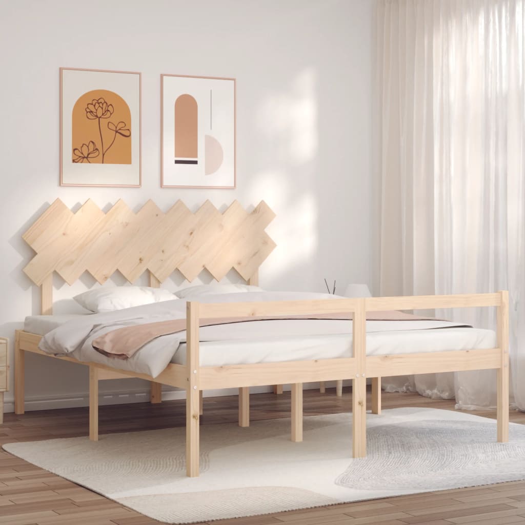 Seniorenbett mit Kopfteil Massivholz