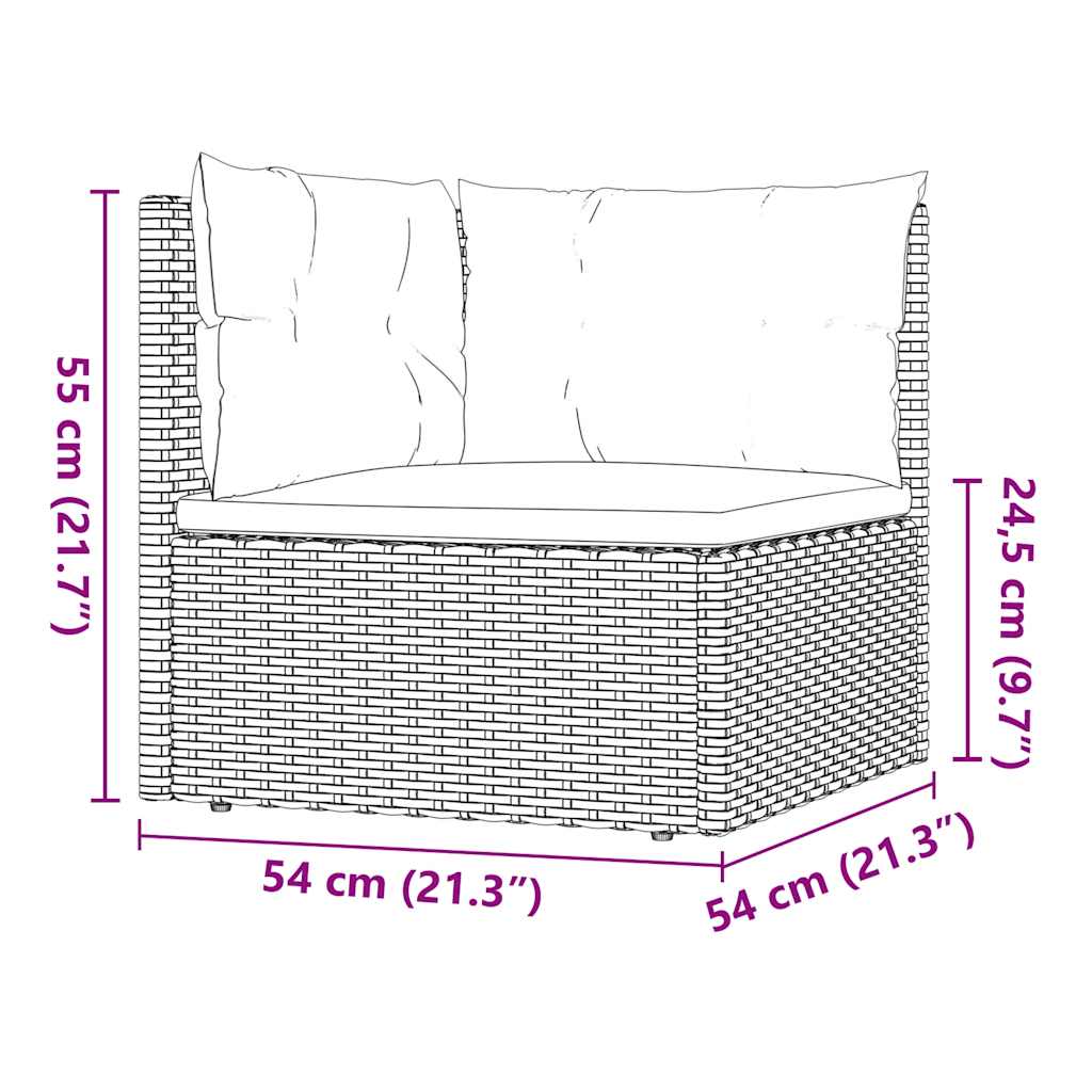 5-tlg. Garten-Lounge-Set mit Kissen Schwarz Poly Rattan