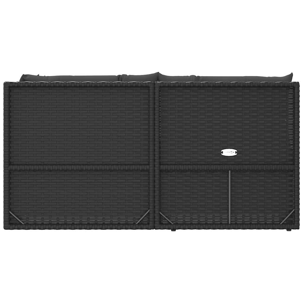 5-tlg. Garten-Lounge-Set mit Kissen Schwarz Poly Rattan
