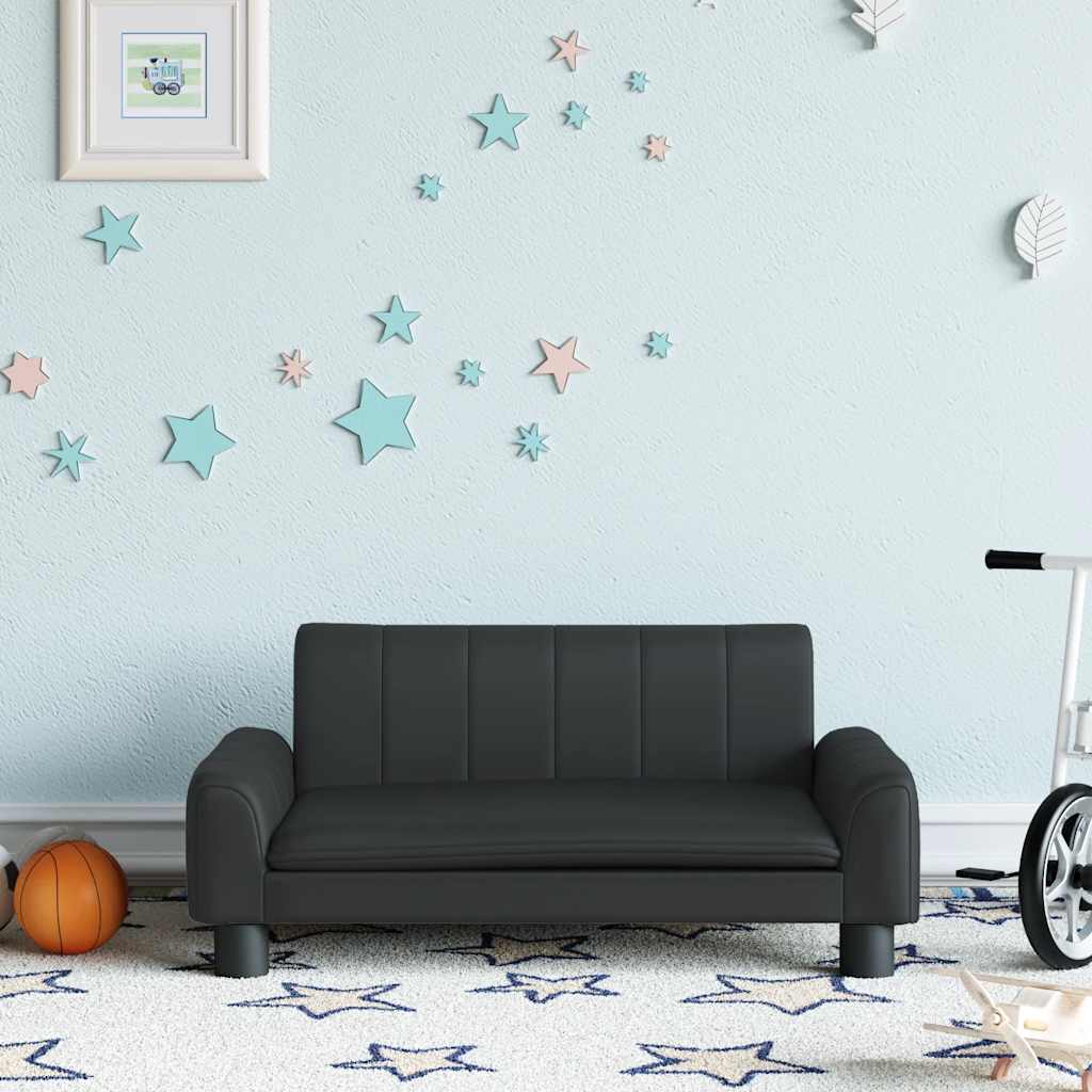 Kindersofa Schwarz 90x53x30 cm Kunstleder