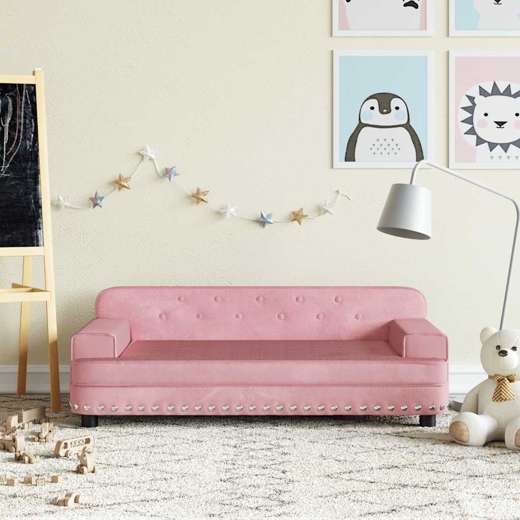 Kindersofa Creme 90x53x30 cm Stoff