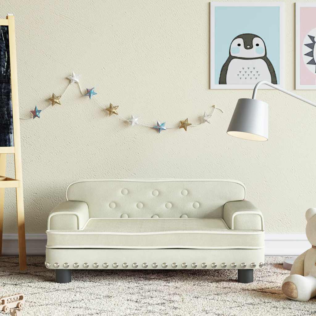 Kindersofa Creme 90x53x30 cm Stoff