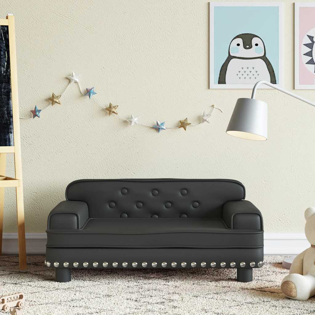 Kindersofa Schwarz 90x53x30 cm Kunstleder