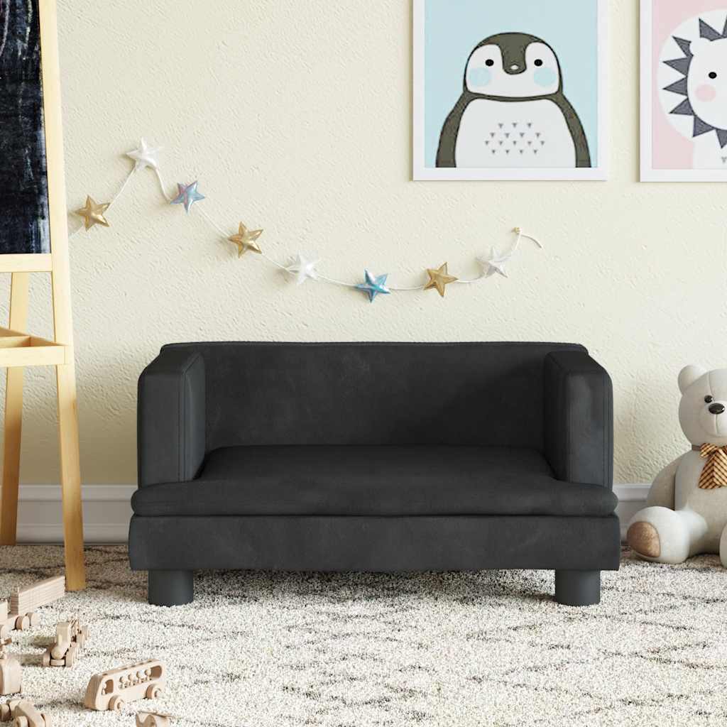 Kindersofa Blau 80x45x30 cm Samt