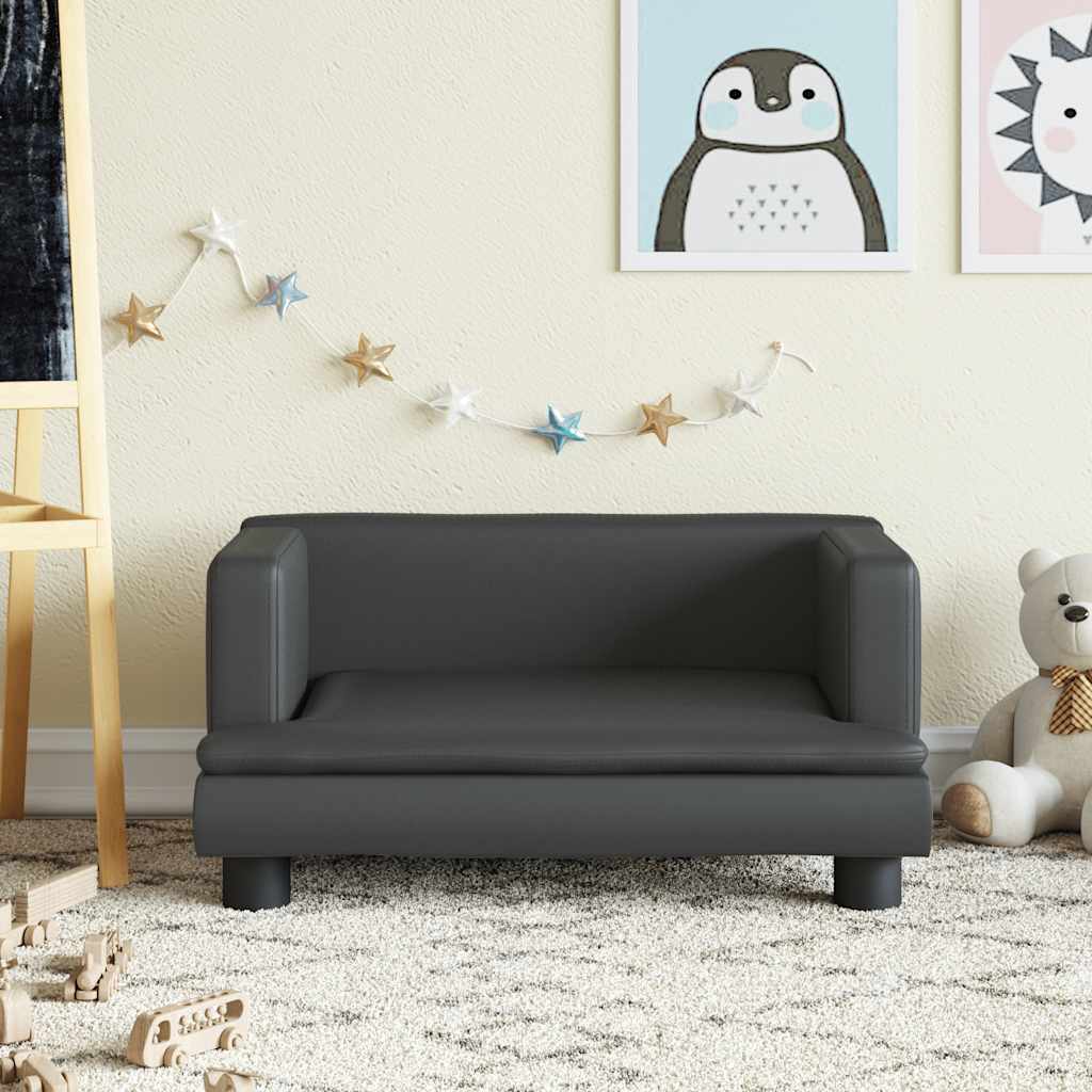 Kindersofa Schwarz 80x45x30 cm Kunstleder