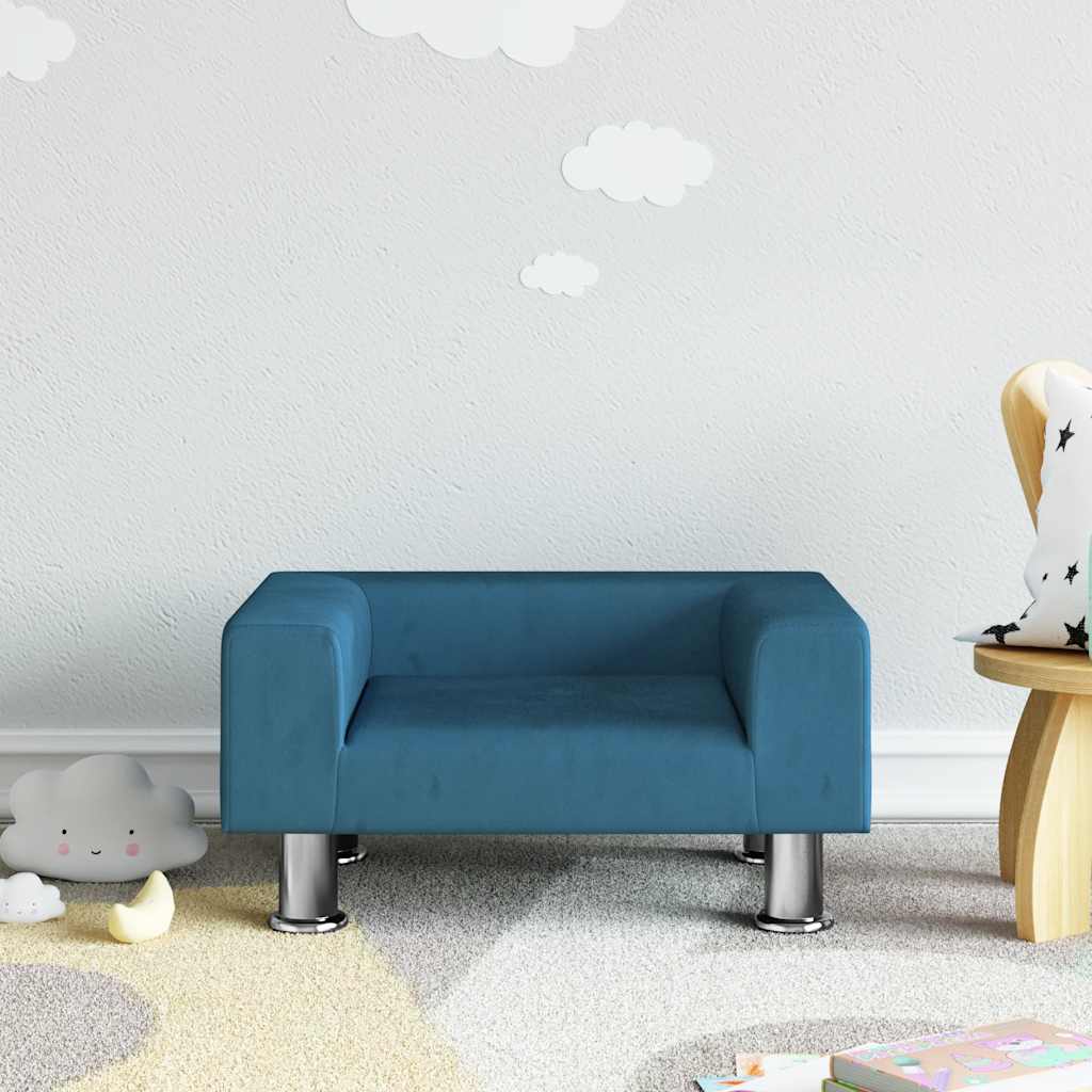 Kindersofa Blau 70x45x26,5 cm Samt