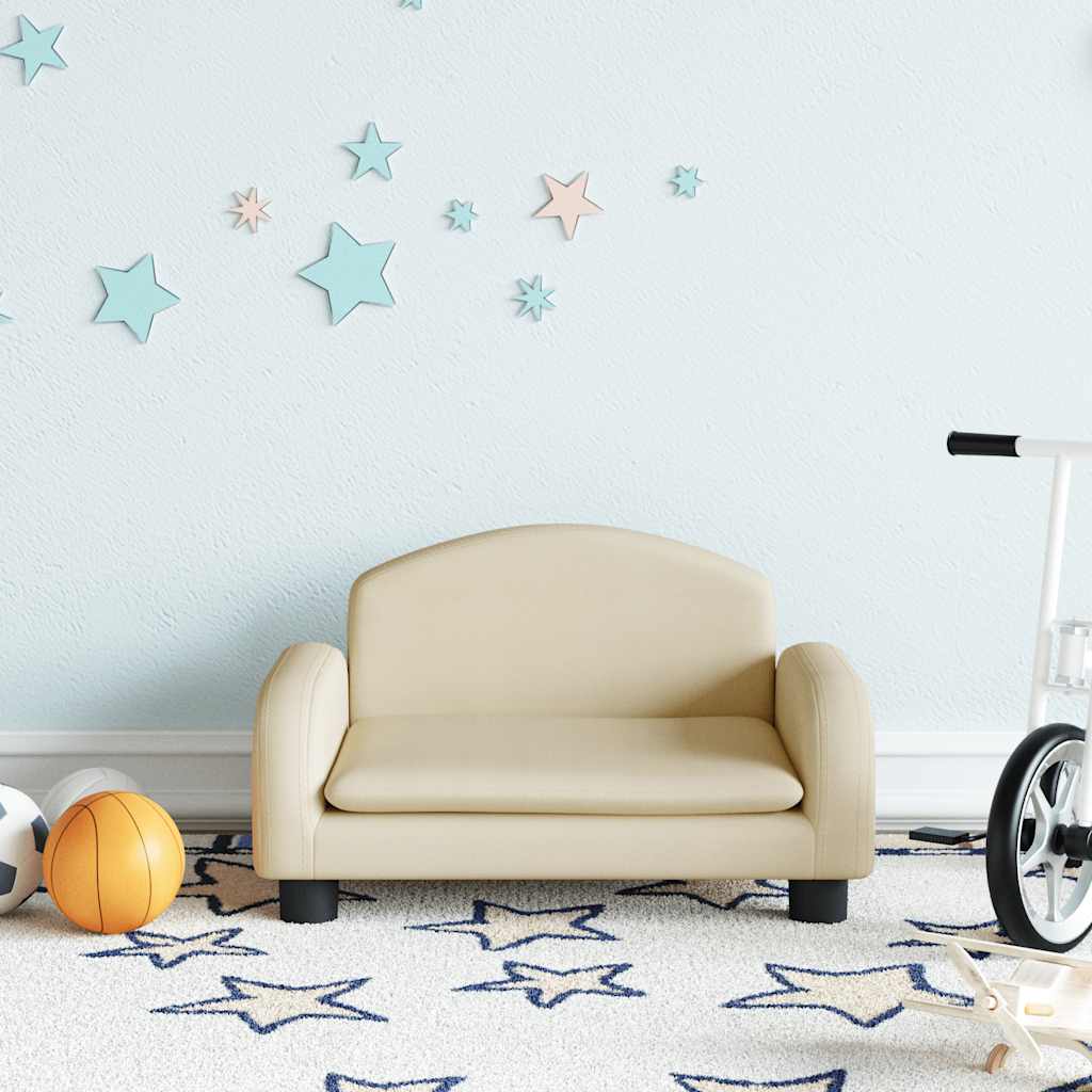 Kindersofa Creme 70x45x30 cm Stoff