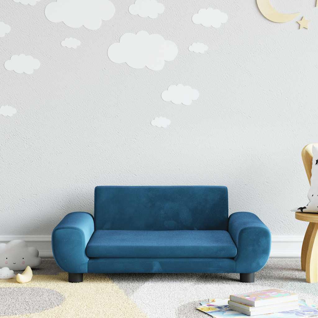 Kindersofa Blau 100x54x33 cm Samt
