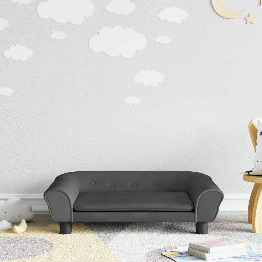 Kindersofa Blau 100x50x26 cm Samt