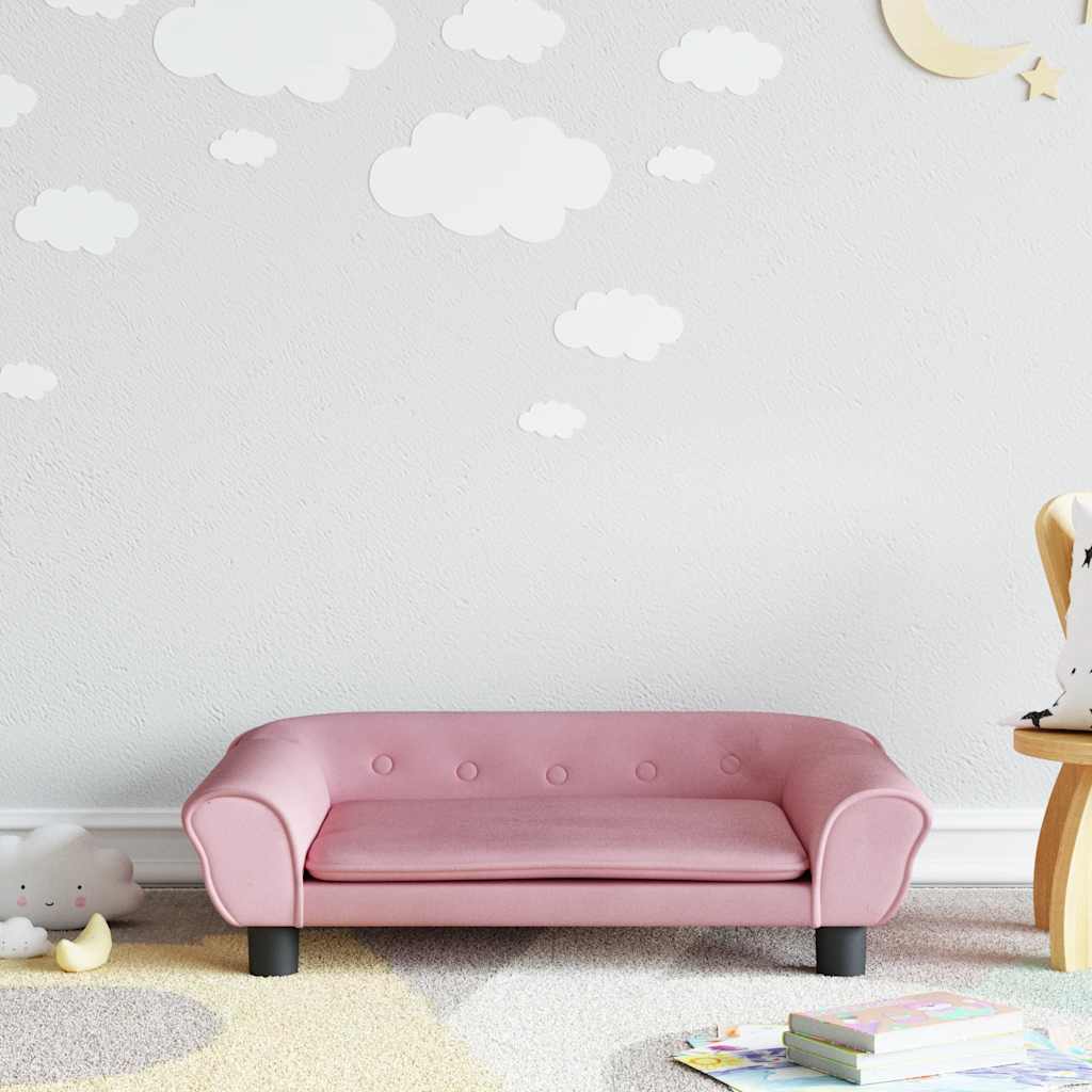 Kindersofa Blau 100x50x26 cm Samt