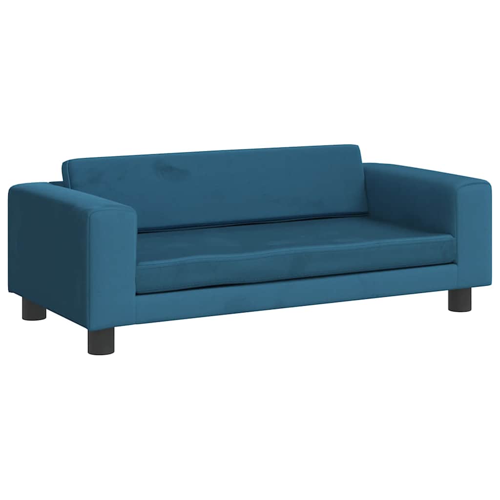 vidaXL Kindersofa mit Hocker Blau 100x50x30 cm Samt