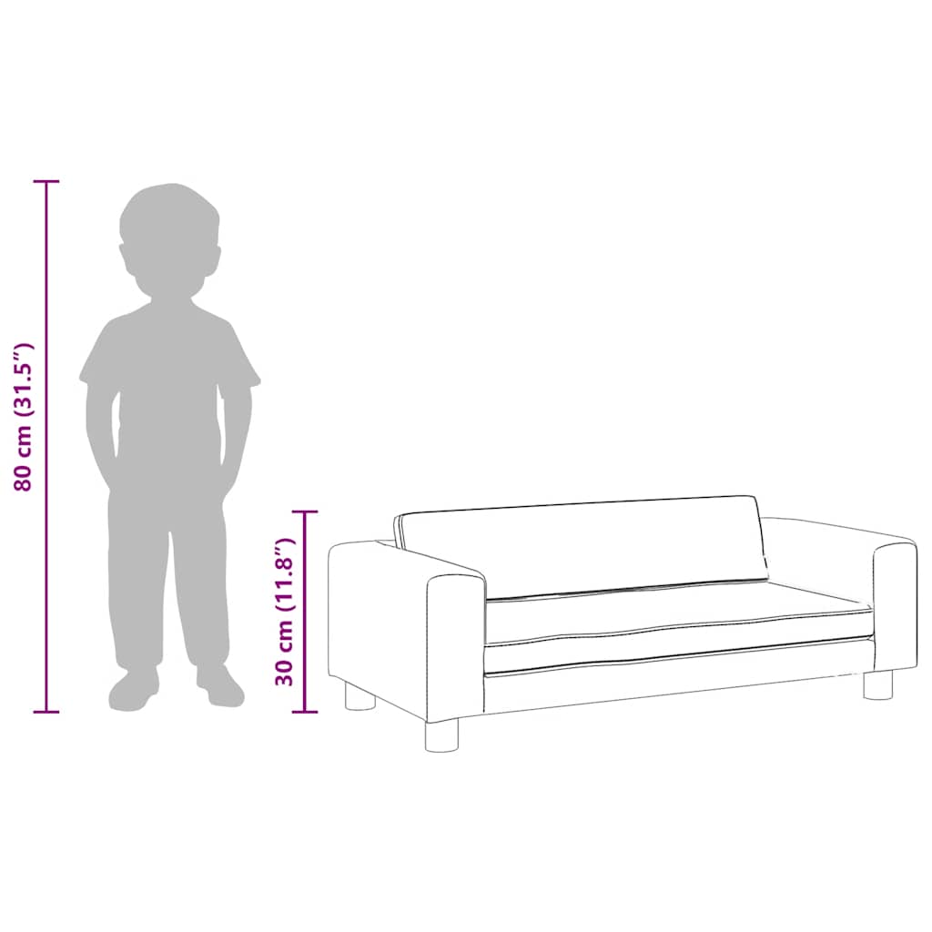 vidaXL Kindersofa mit Hocker Schwarz 100x50x30 cm Kunstleder