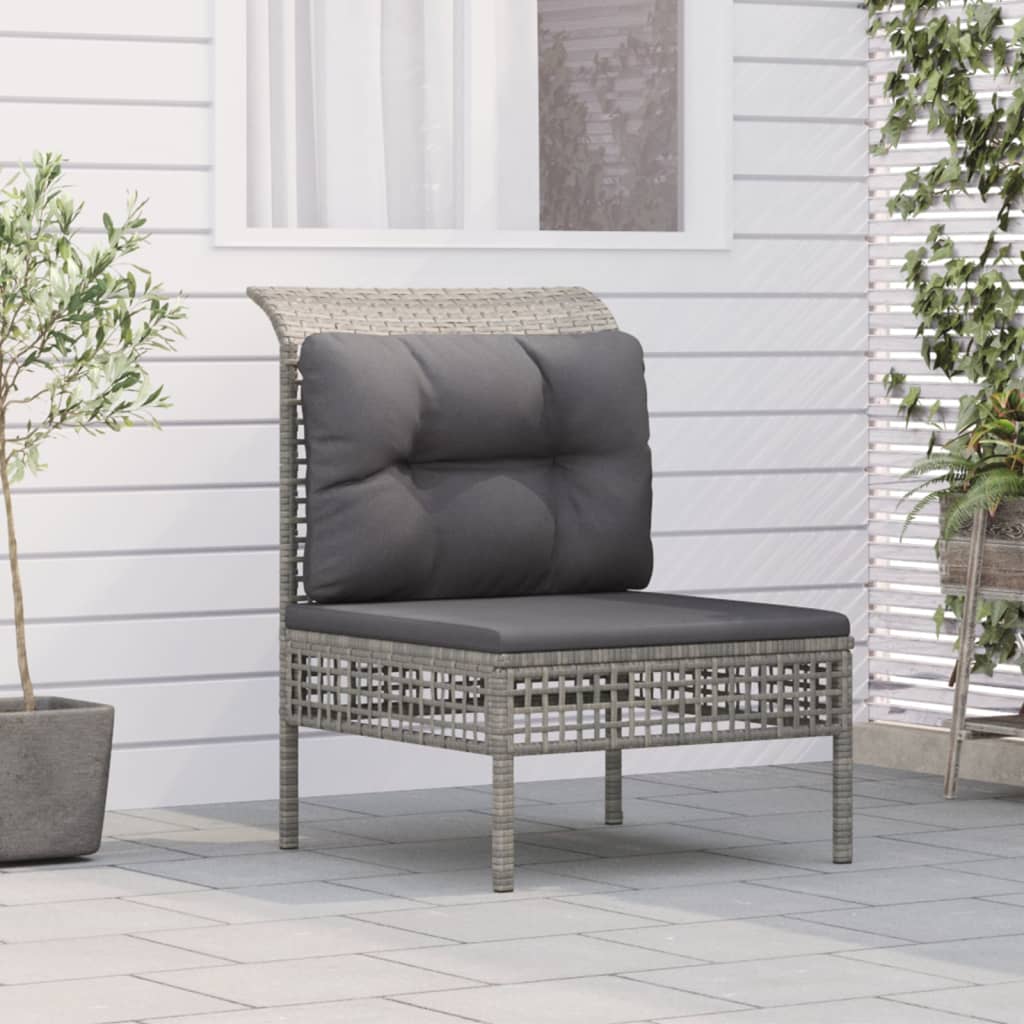 Garten-Ecksofas mit Kissen 2 Stk. Grau Poly Rattan