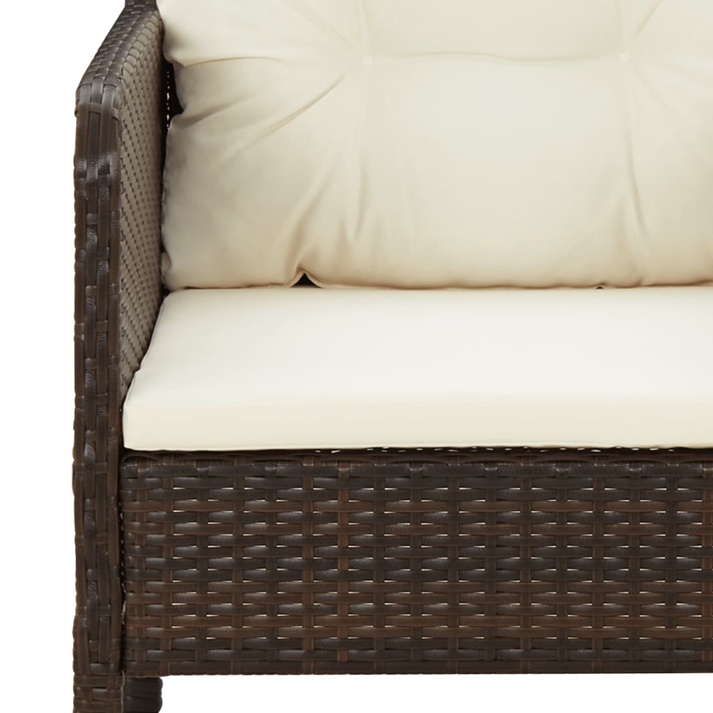 2-tlg. Garten-Lounge-Set mit Kissen Braun Poly Rattan