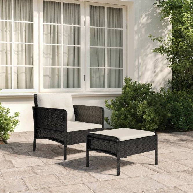 2-tlg. Garten-Lounge-Set mit Kissen Braun Poly Rattan