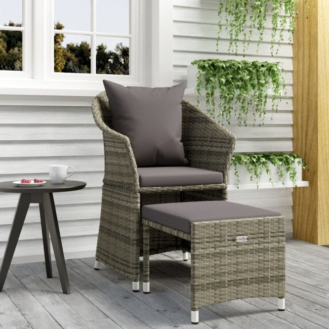 2-tlg. Garten-Lounge-Set mit Kissen Braun Poly Rattan